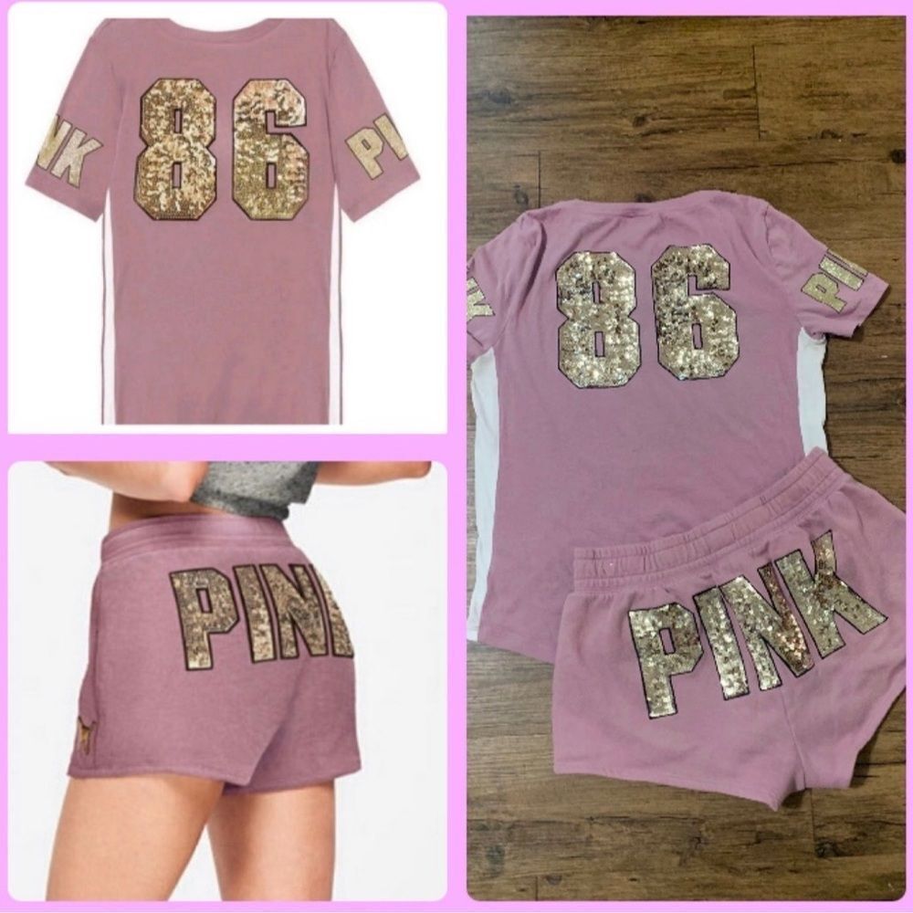 PINK VS BLING 86 TSHIRT AND RETRO SHORTS OUTFIT M